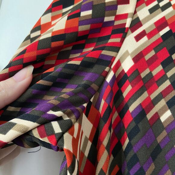 Connected Apparel Dress Women's Large Brown Red Multicolor Long Sleeve Dress - Picture 4 of 11